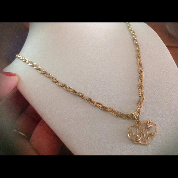 SOLD—14 Karat  Necklace with I Love You Pendant - Picture 5 of 6